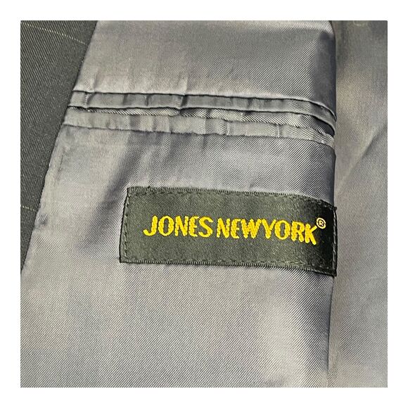 Jones New York Blazer Jacket Men 46L Blue Check 100%% Wool Notch Double Breasted - Picture 8 of 10
